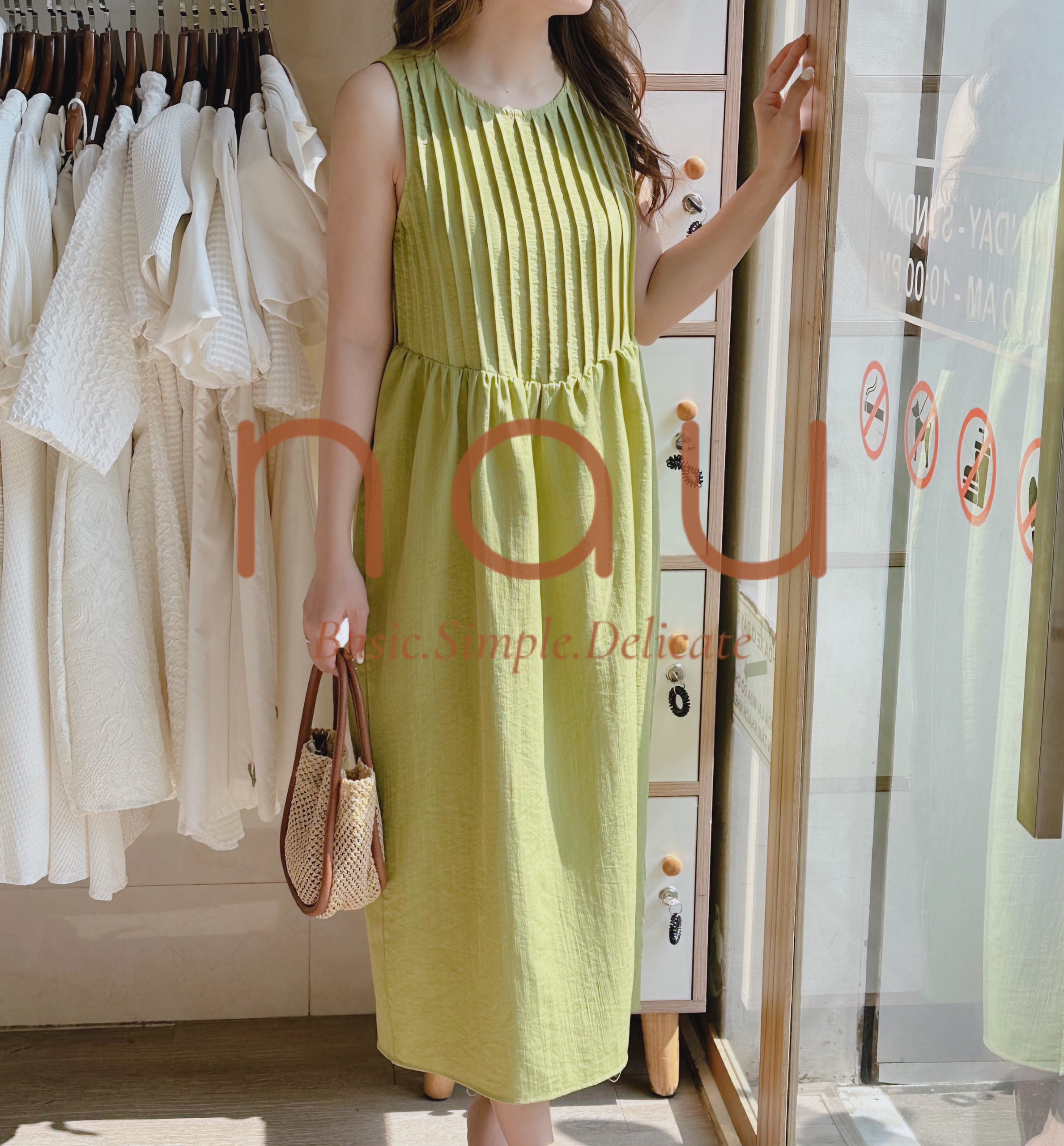 Đầm suông phối xếp li 6 màu