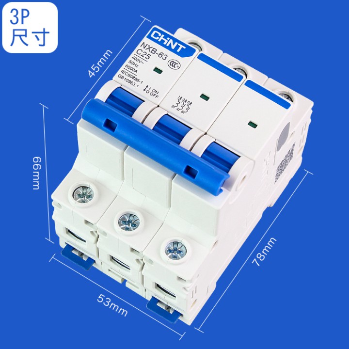 Aptomat Chint MCB 3 pha 20A, 25A, 32A, 40A, 63A