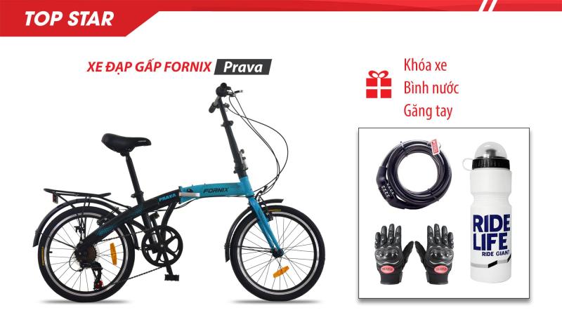 Mua Xe đạp gấp thể thao Prava- vòng bánh 20 inch- Bảo hành 12 tháng + Găng tay, Bình nước, Khóa xe cao cấp