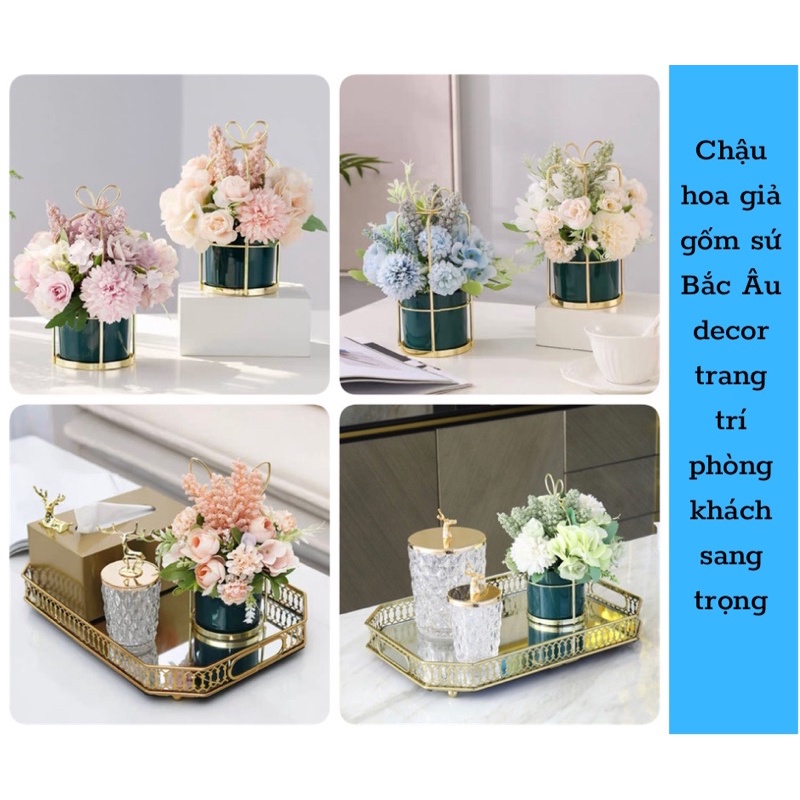 Chậu Lan Hồ Điệp (gồm cả bình màu vàng + 1 cành hoa 5 bông to), hoa lan cao su cao cấp