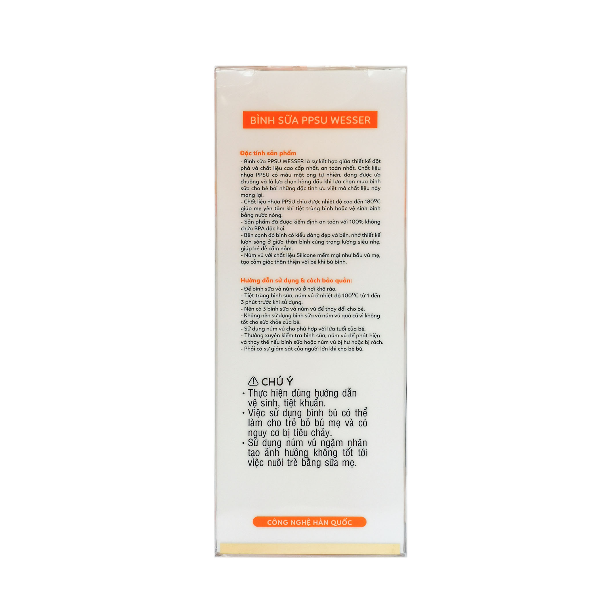 Bình Sữa Wesser PPSU Cổ Nhỏ 60/140/250ml