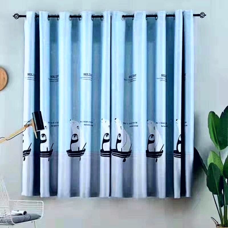 Rèm cửa sổ, cửa phòng ngủ chống nắng giá rẻ, hoạ tiết chim cánh cụt TNS-002