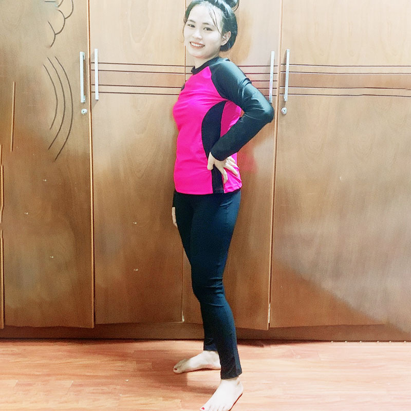 Nơi bán Đồ bơi nữ kín đáo tay dài cho học sinh nâng ngực tôn dáng quyến rủ gợi cảm chất liệu thun lạnh co dãn 4 chiều chất dày thoải mái giặt máy mà không lo vải nhão 1 đổi 1 có video thật mẫu mới 2021 DBN011