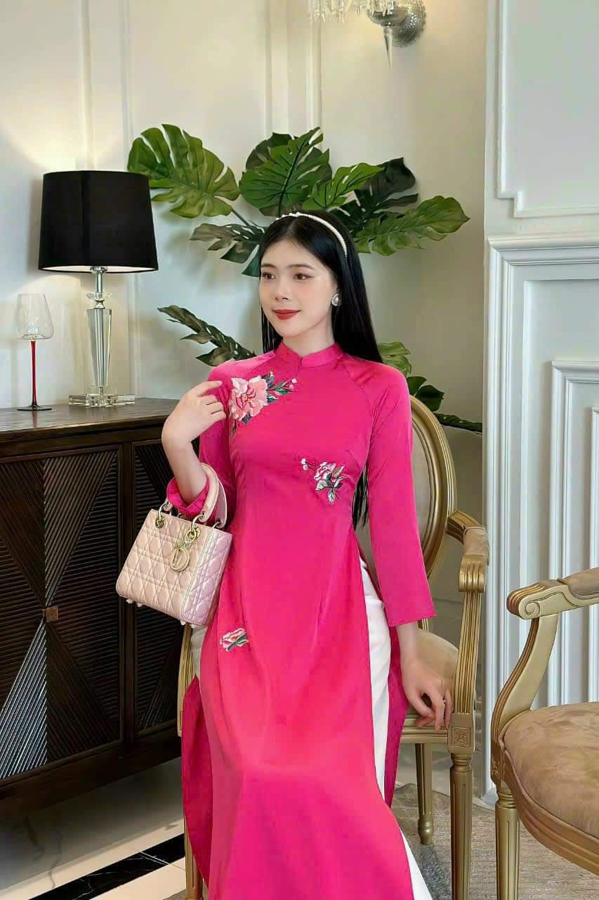 áo dài thêu cao cấp lụa tây thi