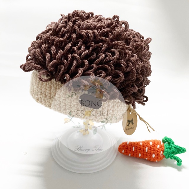 Mũ Len Tóc Giả ??? Cho Bé Trai (Viền Kem)