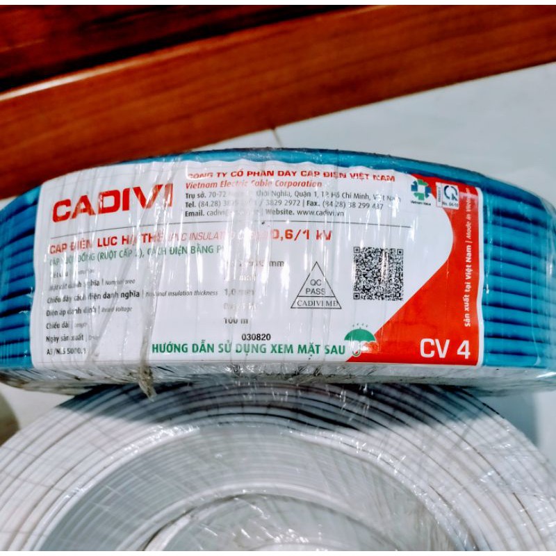 [ cuộn 100m] Dây điện đơn 4.0 Cadivi