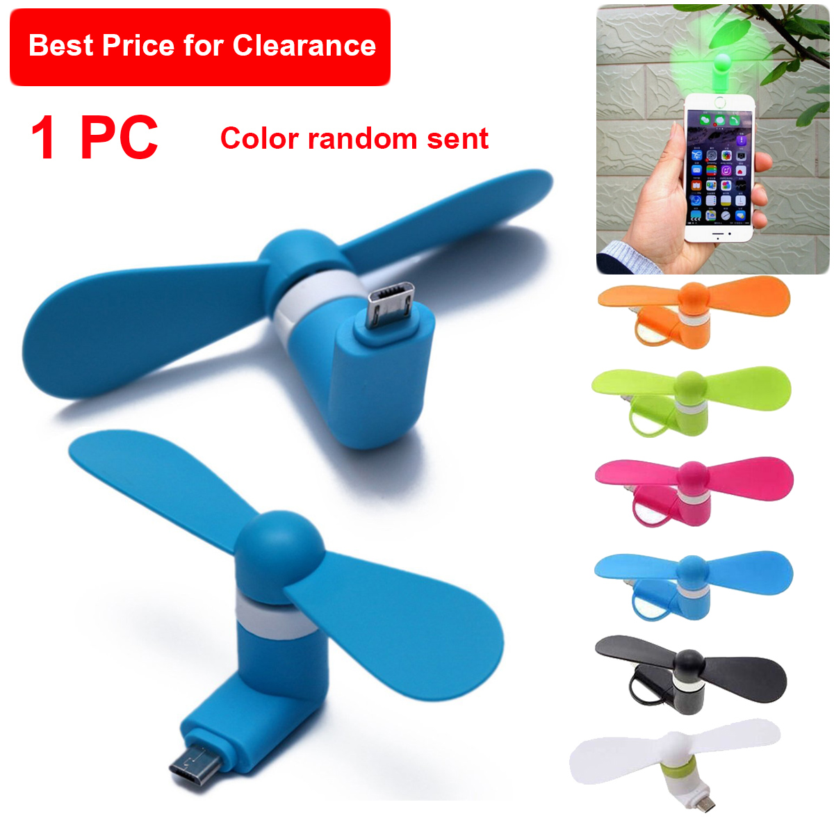 Quạt mini 2in1 gắn điện thoại