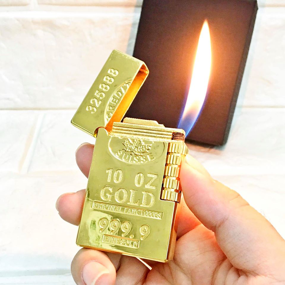[HCM]Bật Lửa Gas Dupont Hình Thỏi Vàng 9999