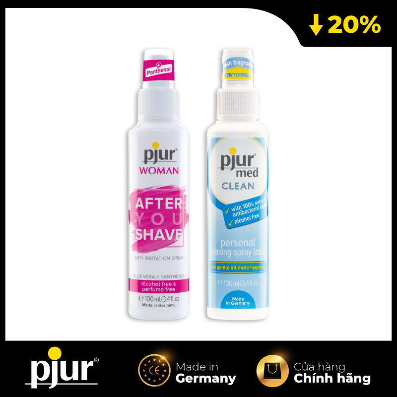 Combo Chất bôi trơn chăm sóc: pjur After You shave & pjur Med Clean Spray
