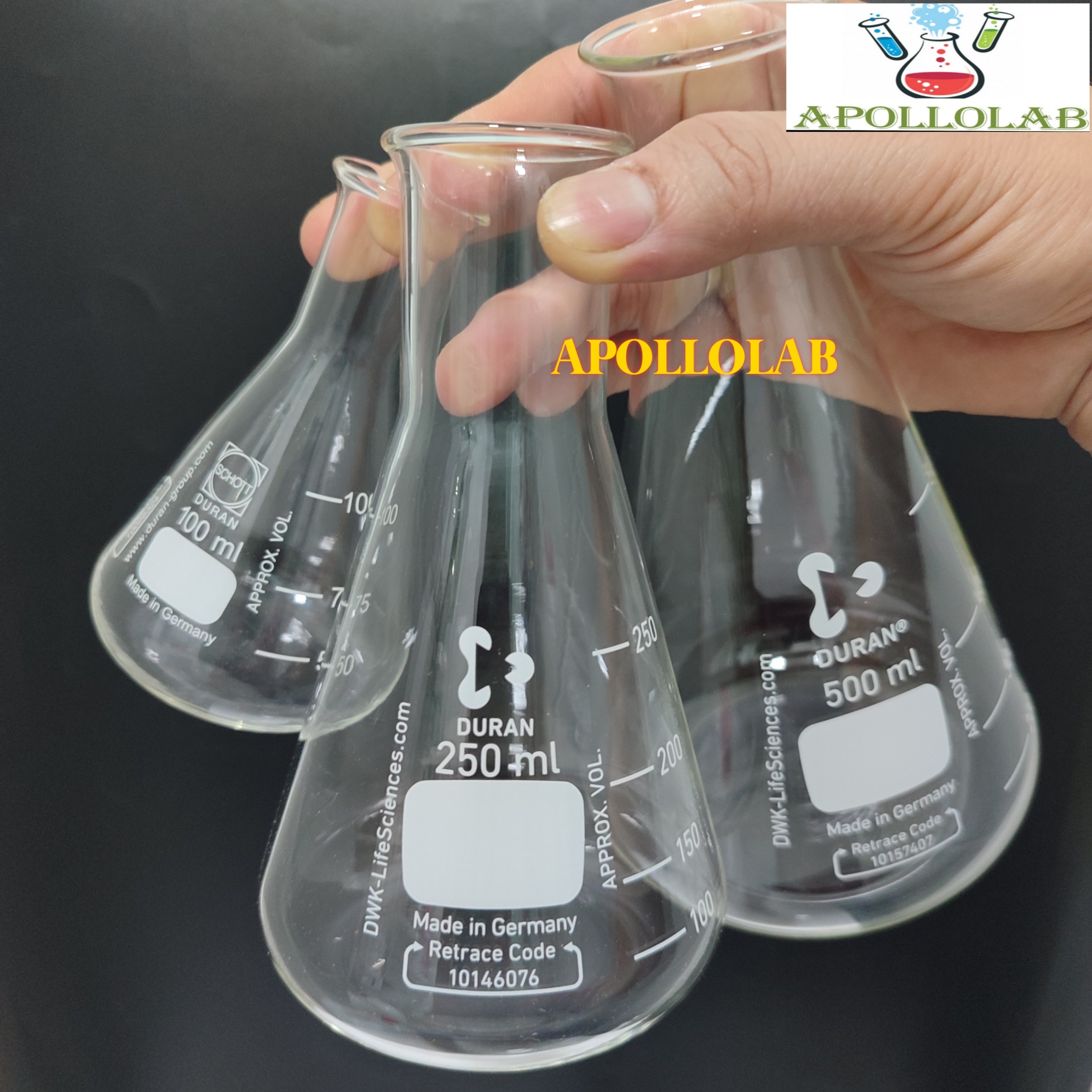 [HCM][Hãng Duran- Đức] Bình tam giác thủy tinh chịu nhiệt