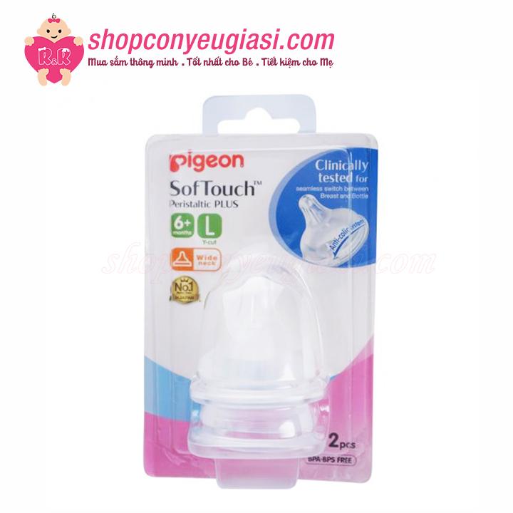[HCM]Núm Ty Pigeon Cổ Rộng Softouch Plus Vĩ 2 Cái - Size SS/S/M/L/LL