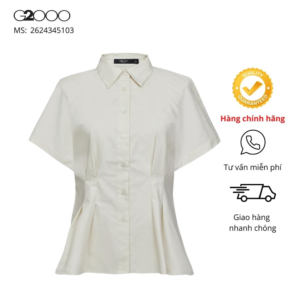 Áo Kiểu Nữ G2000 (26243451-78/03) Màu Xanh Đậm/Trắng