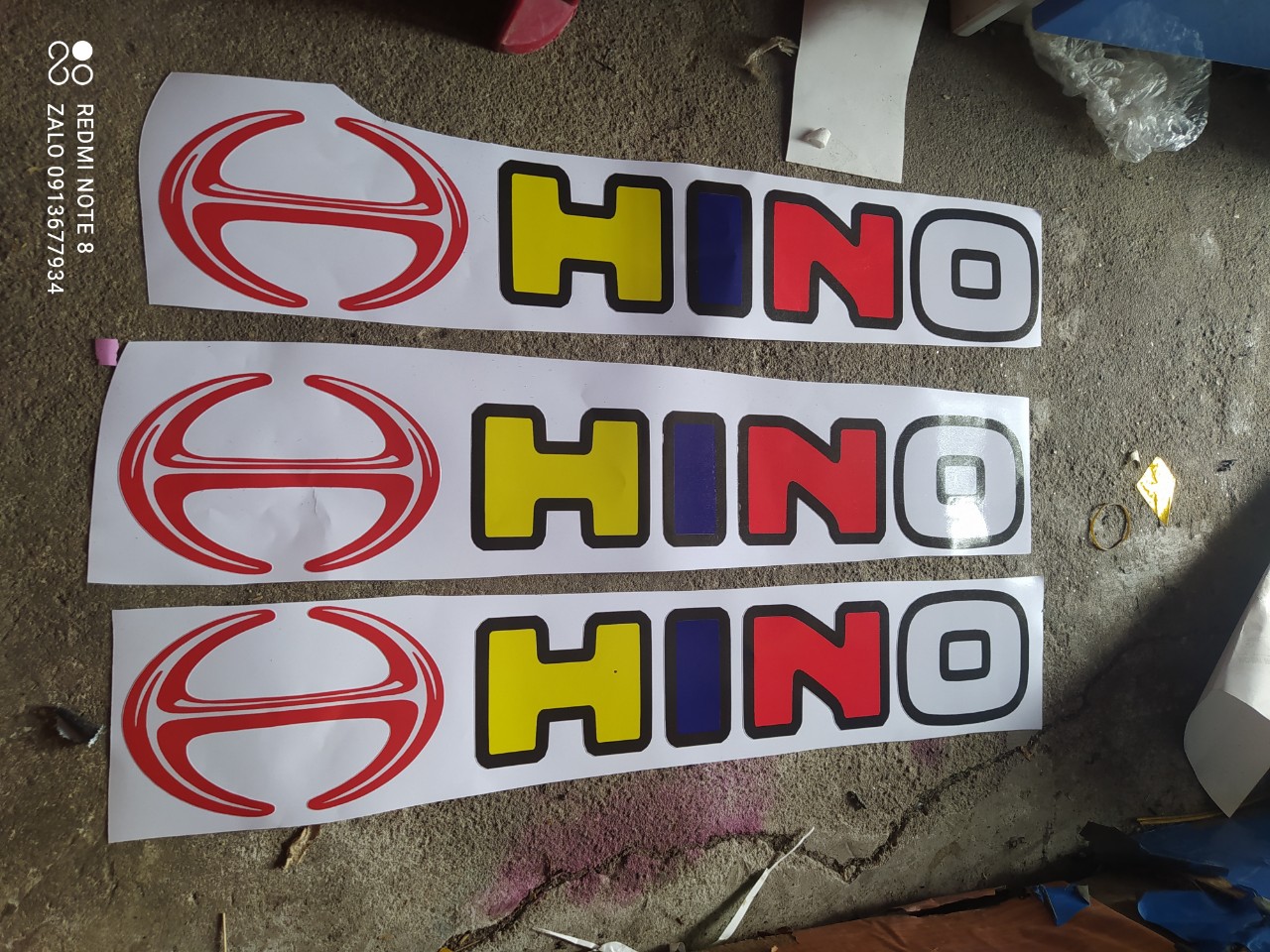 Tem decal chữ hino dán xe tải hino(sl; 1 tem)