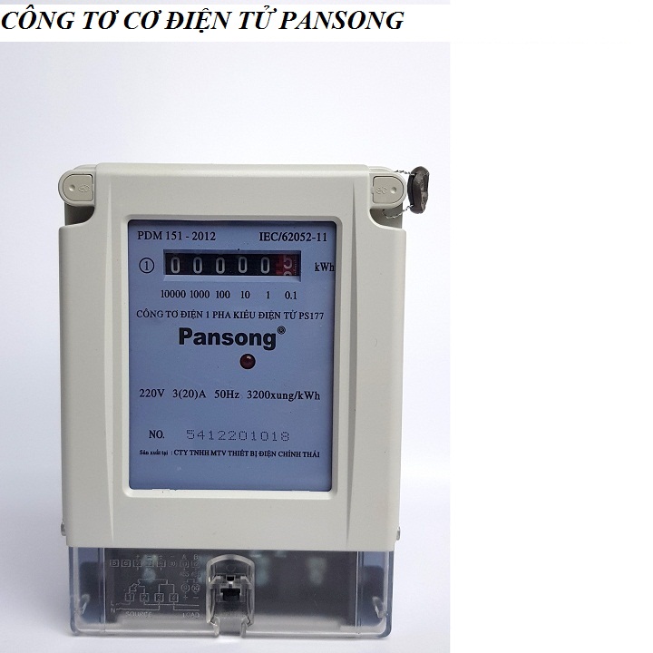 Công tơ điện tử 1 pha kiểu điện tử pansong - đồng hồ đo điện