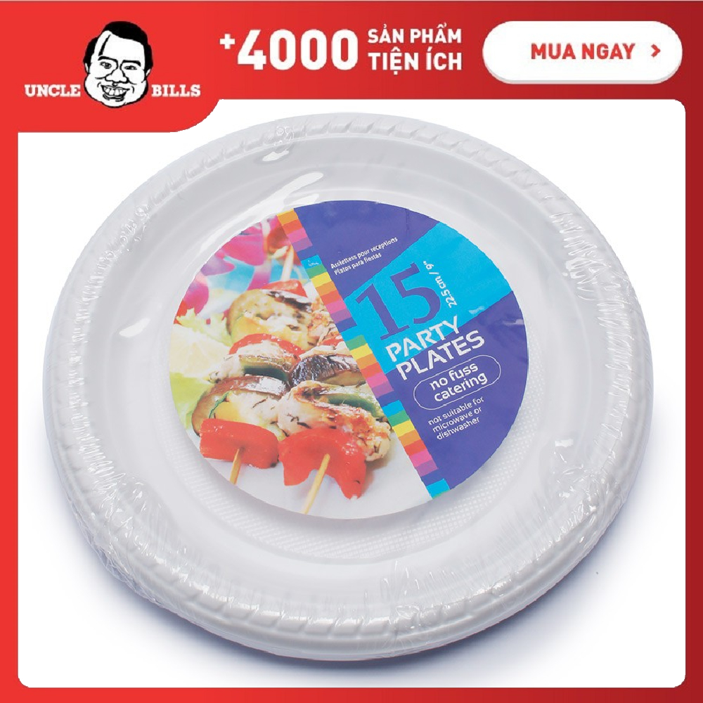 Bộ 15 đĩa nhựa Uncle-Bills OD0043 22.5cm (Trắng)