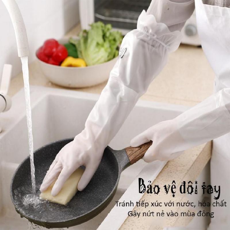 Bộ 3 gang tay rửa bát lót nỉ (Đỏ)