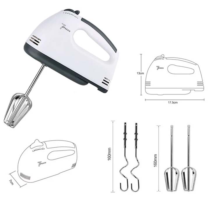 Máy Đánh Trứng Cầm Tay 7 Tốc Độ Công Suất 180W