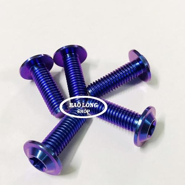 5 con Ốc Titan GR5 Đầu Dù 6li 2 Xanh Tím (Titan 100% )