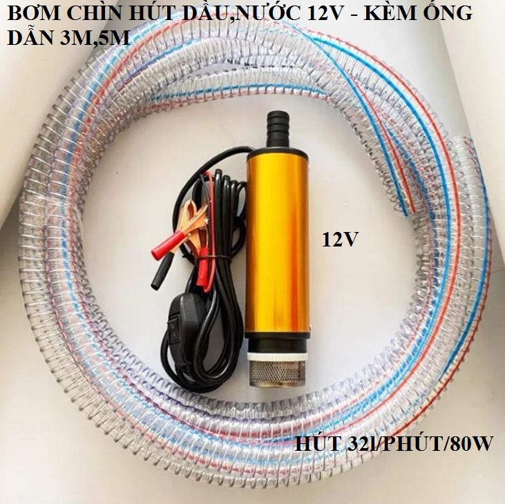 Máy bơm dầu - Bơm chìm mini 12v,24v-80w