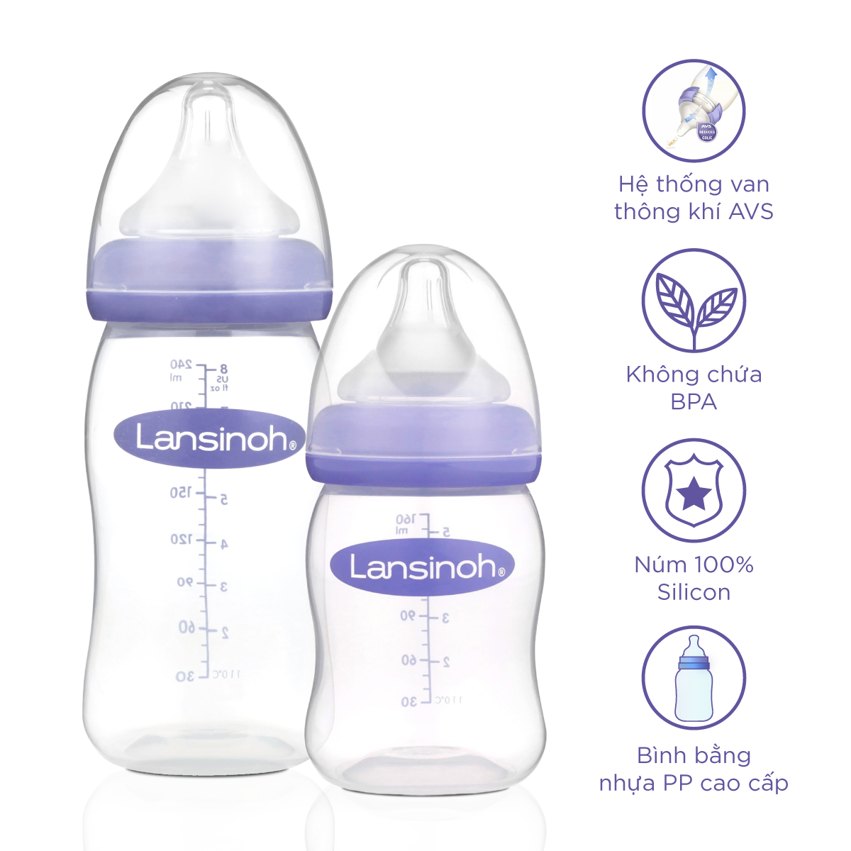 [SIÊU GIẢM GIÁ - VOUCHER 30K] Bình sữa cổ rộng Lansinoh 160ml (S)