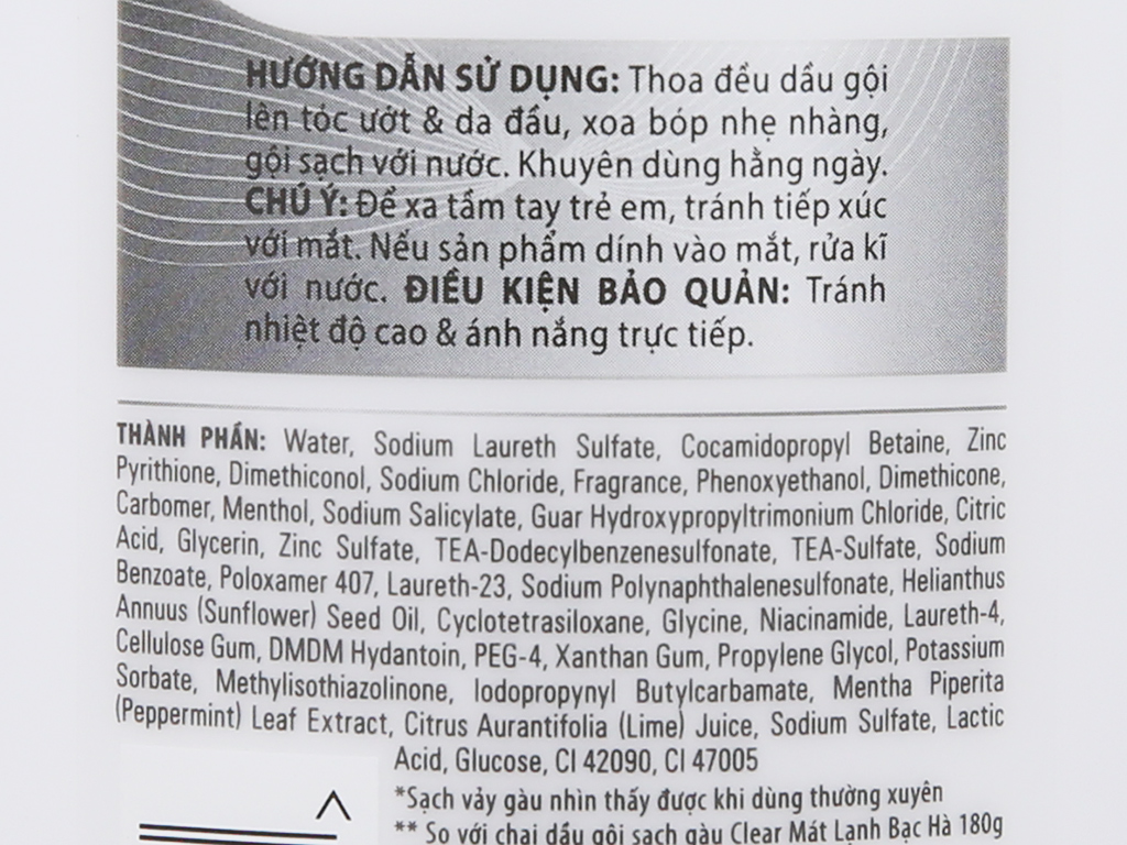 Dầu gội sạch gàu Clear mát lạnh bạc hà 630g