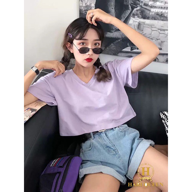 Áo croptop cổ tim nhiều màu HARI0320