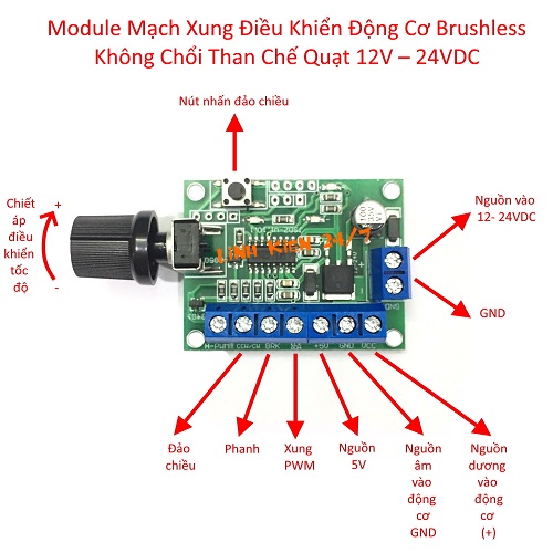 Module mạch xung điều khiển động cơ brushless không chổi than chế quạt 12v – 24vdc