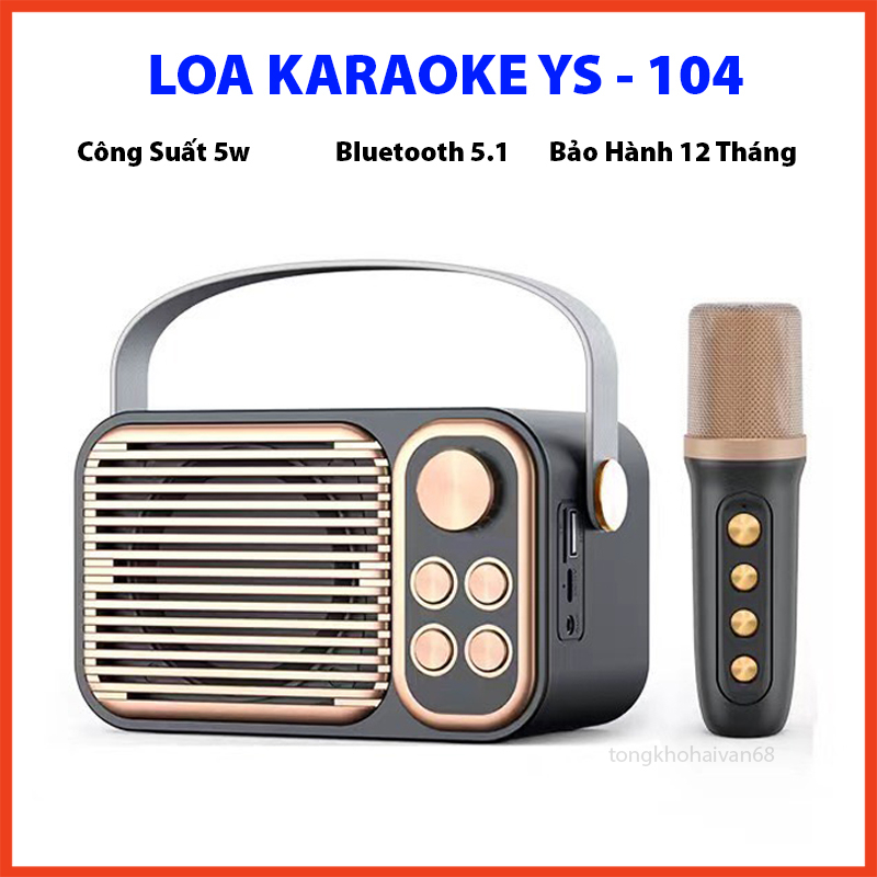 Loa bluetooth karaoke su-yosd ys-104 kèm micro, loa karaoke bluetooth ys-104 kèm 1 micro không dây, âm thanh siêu hay, thiết kế sang trọng nhỏ gọn tiện lợi