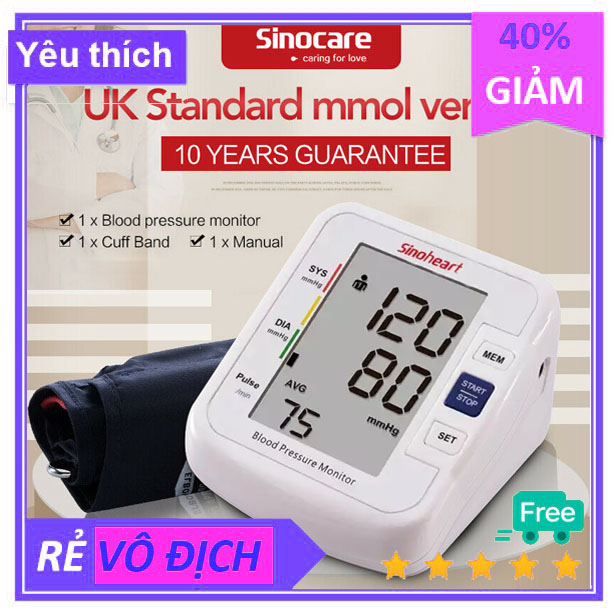 [Nói tiếng Việt] Máy đo huyết áp điện tử bắp tay Sinoheart có đo cả nhịp tim theo dõi huyết áp cao v