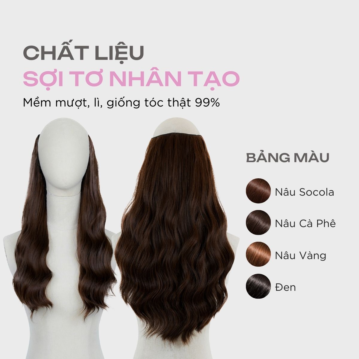 Tóc Kẹp U CAPELLI Dáng Xoăn Sóng Trục 60cm