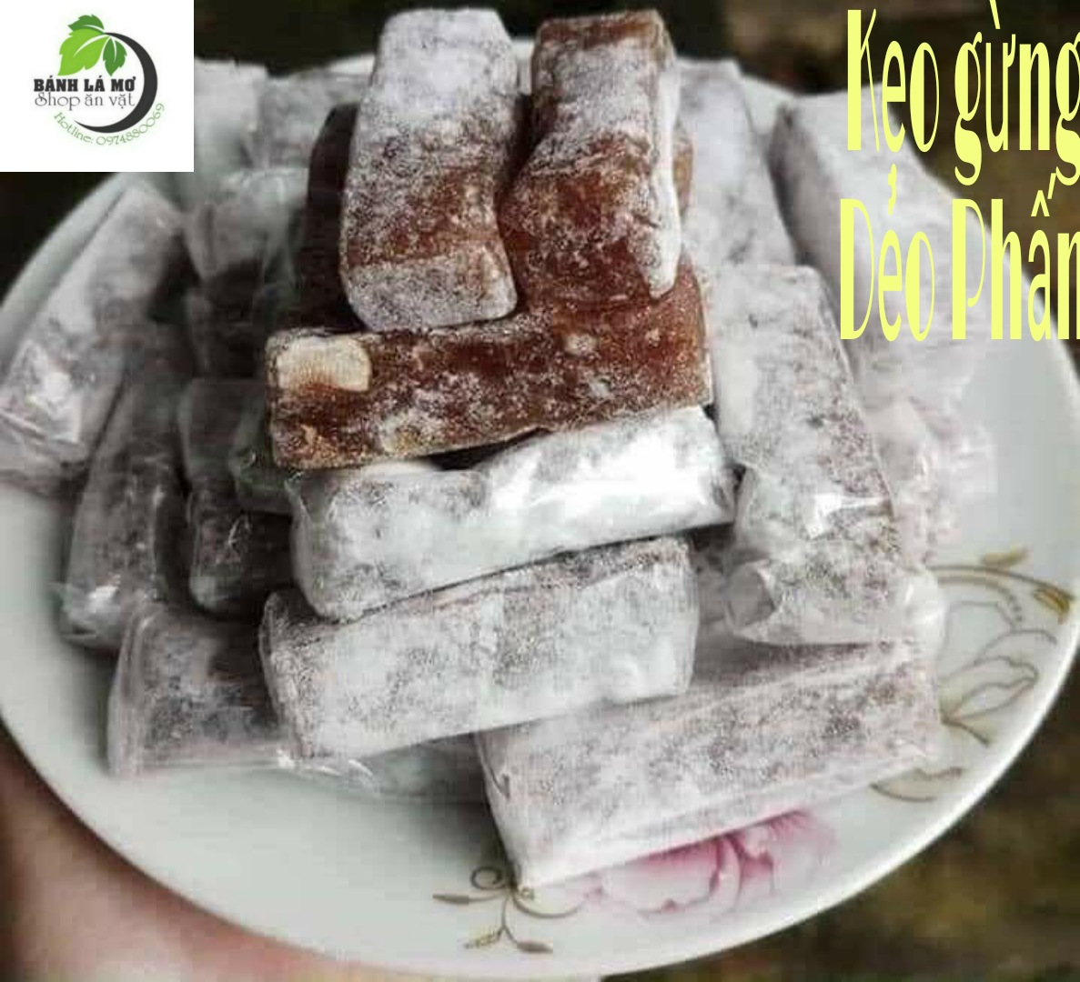 (Freeship) 1kg Kẹo gừng dẻo phấn Bến Tre