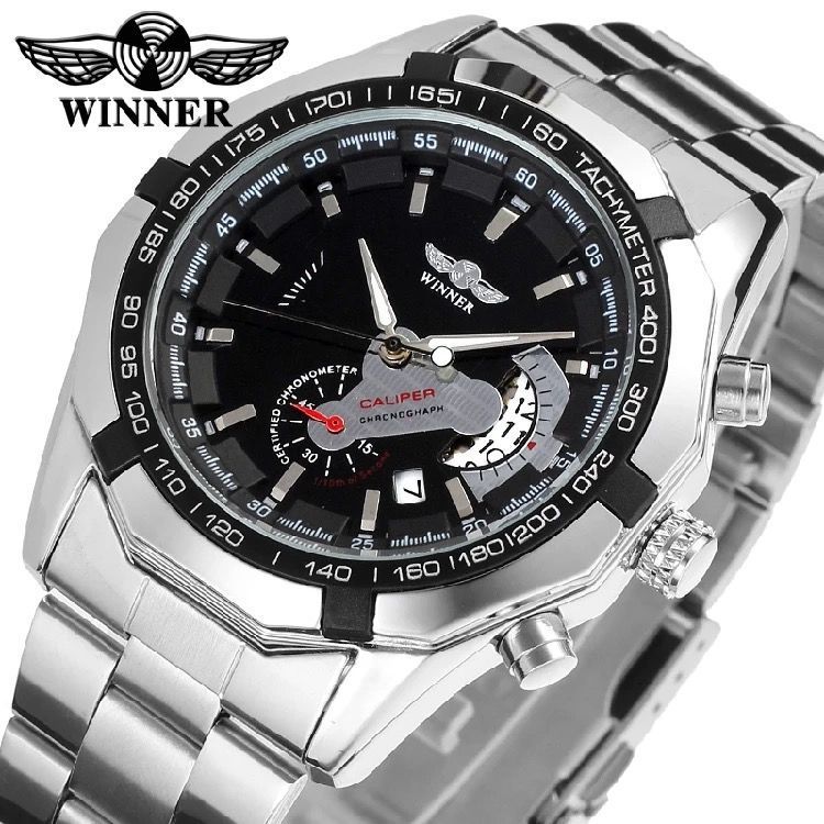 Đồng hồ cơ lộ máy có lịch ngày Winner W050