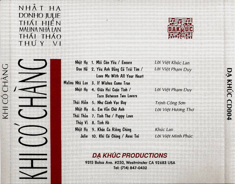 Khi Có Chàng (Dạ Khúc CD004)