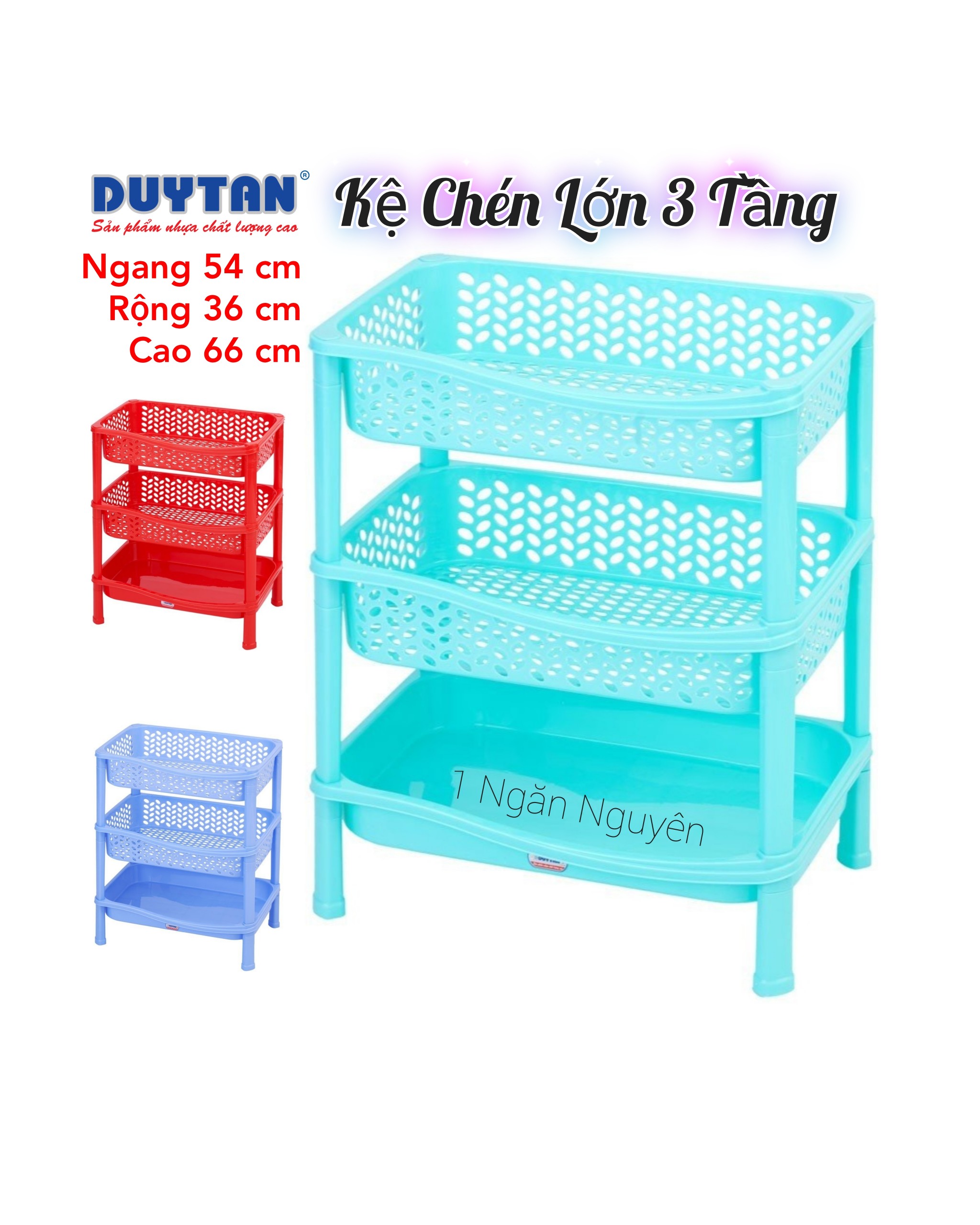 Kệ chén nhựa Lớn 3 Tầng Duy tân ( KT : 54 x 35.5 x 65.5 cm )