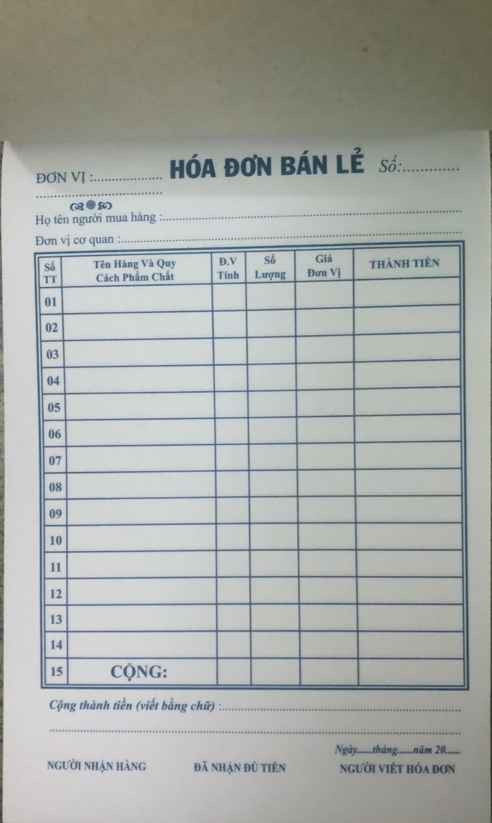 Combo 5 Quyển Hóa Đơn Bán Lẻ
