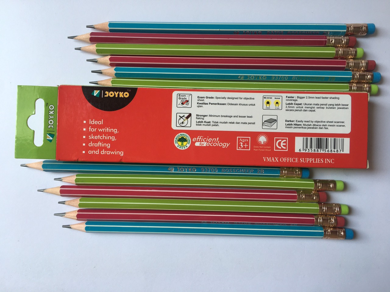 HỘP 12 CHIẾC BÚT CHÌ 2B GRAPHITE PENCILES JOYKO 93700
