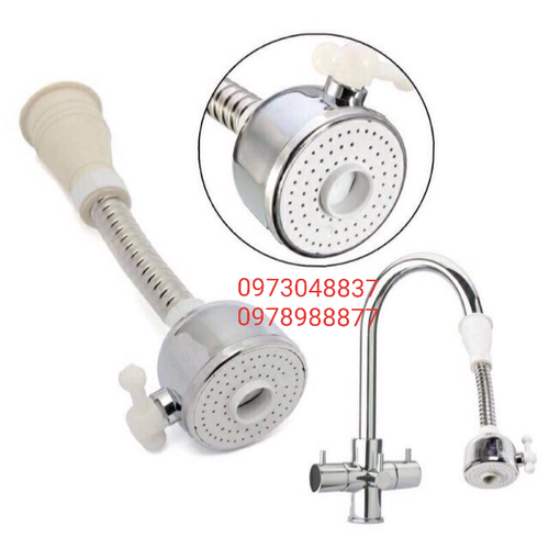 Đầu nối vòi rửa bát tăng áp xoay 360 độ 2 chế độ nước