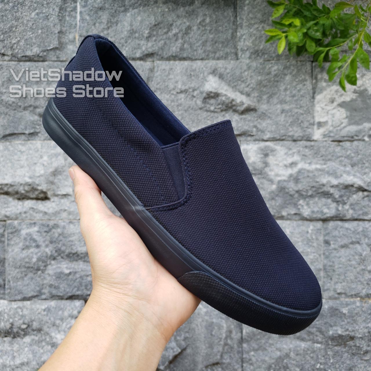Slip on nam - Giày lười vải nam LEYO - Vải polyester màu (đen) full và (xanh) than full - Mã SP A7522