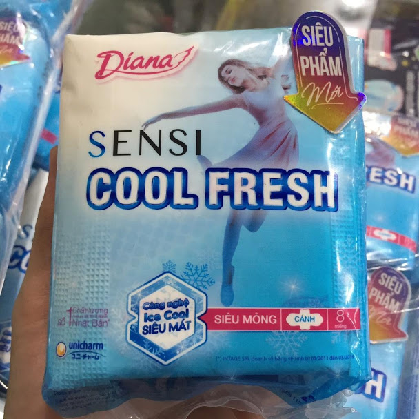 [HCM]Băng vệ sinh Diana Sensi Cool Fresh siêu mỏng cánh 23cm