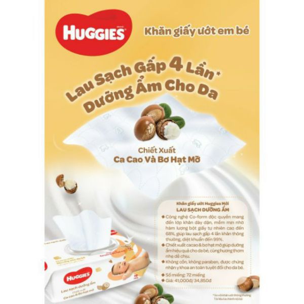 [HCM]Khăn ướt Huggies hộp 72 miếng