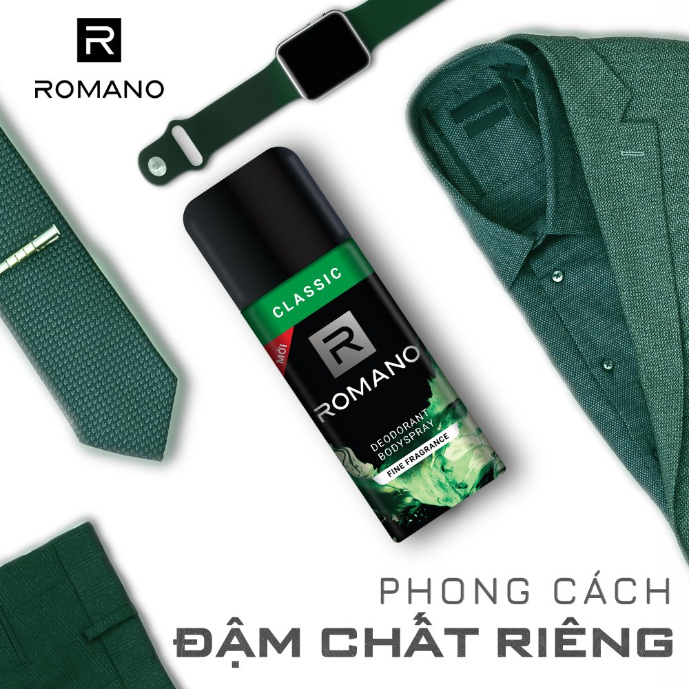 [HCM] Xịt khử mùi toàn thân Romano Classic 150ml