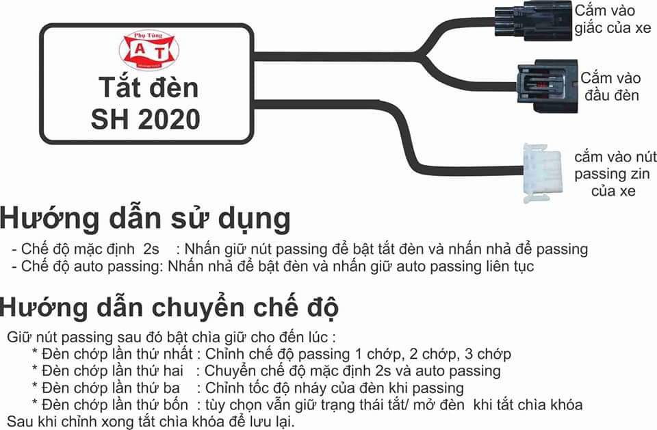 MẠCH TẮT ĐÈN xe SH 2020 - 2021 ( tích hợp passing đèn pha)