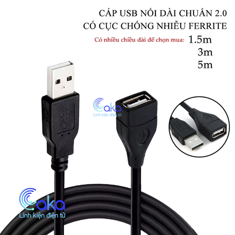 Màu đen dây nối dài usb cáp nối dài usb 1.5m 3m 5m giá tốt