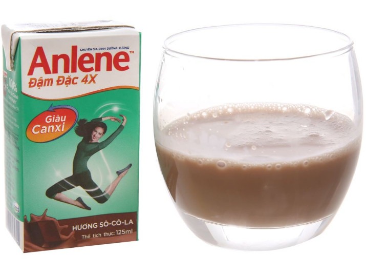 Lốc 4 hộp sữa bột pha sẵn Anlene đậm đặc 4x socola 125ml