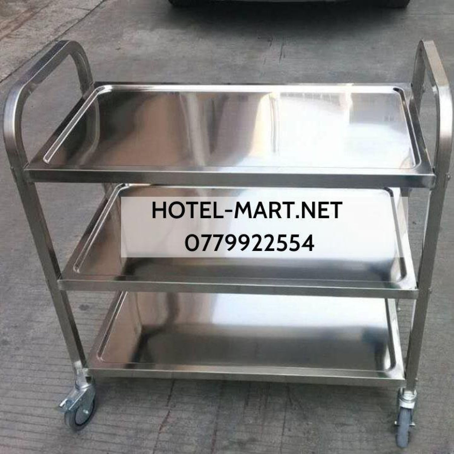 Xe Đẩy Thức Ăn Inox Dọn Dẹp 3 Tầng