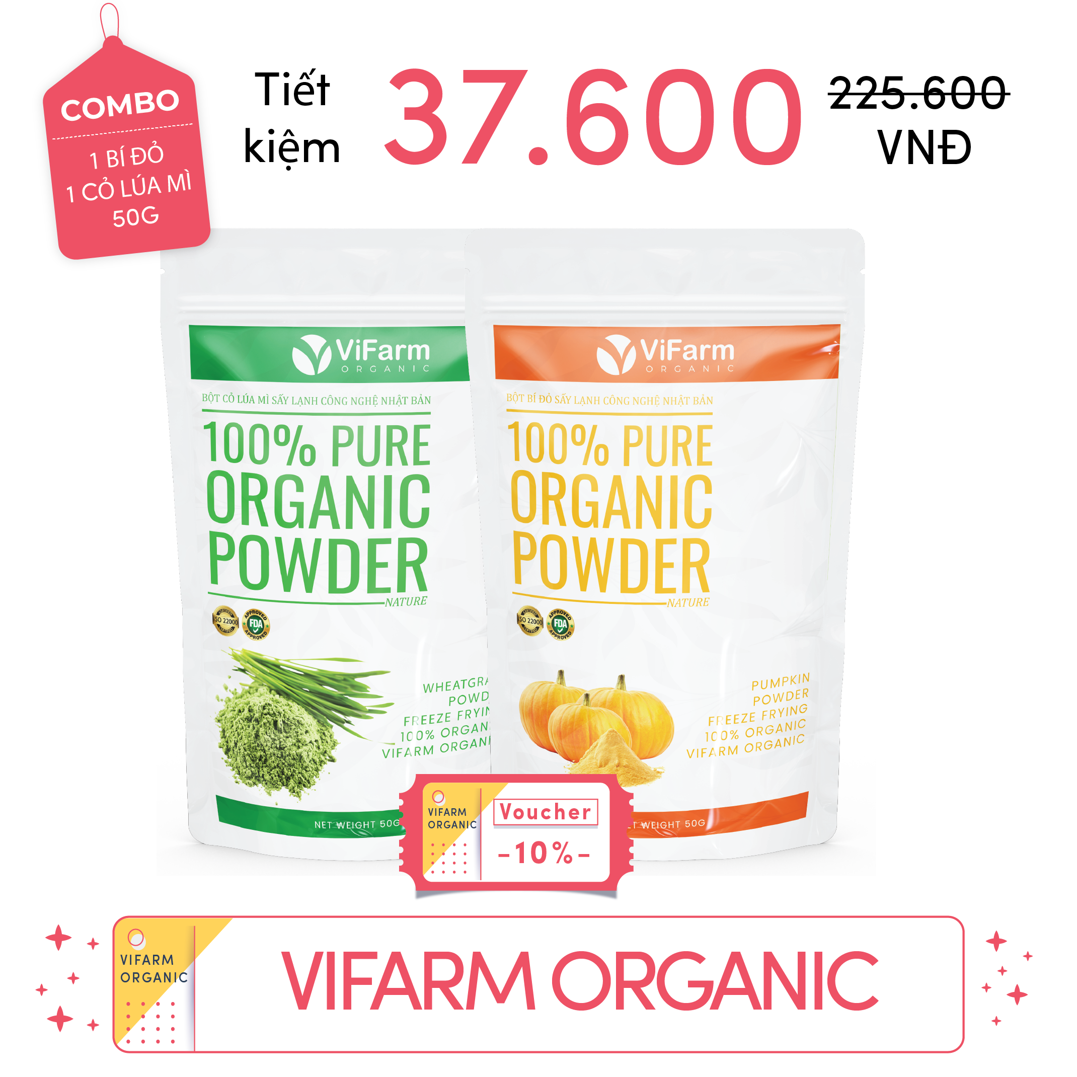 Bột Bí Đỏ Nguyên Chất ViFarm 50g