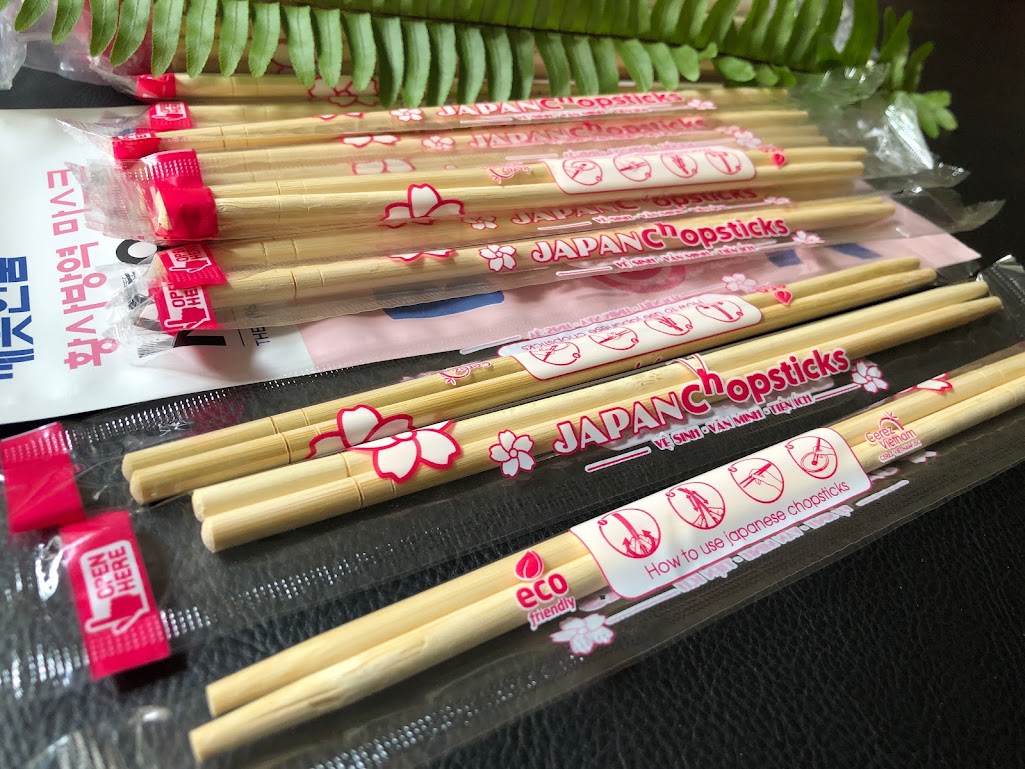 100 đôi Đũa tre dùng 1 lần_tròn 5.5 * 20cm_ BỌC màng opp xuất Nhật