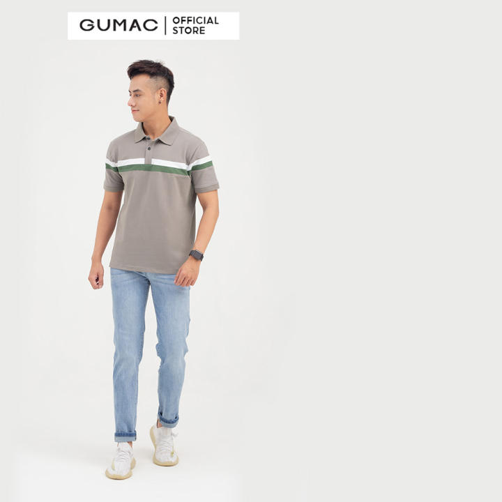 Áo polo nam phối sọc ATNB799 mẫu mới GUMAC – Gumac >>> top1shop >>> lazada.vn