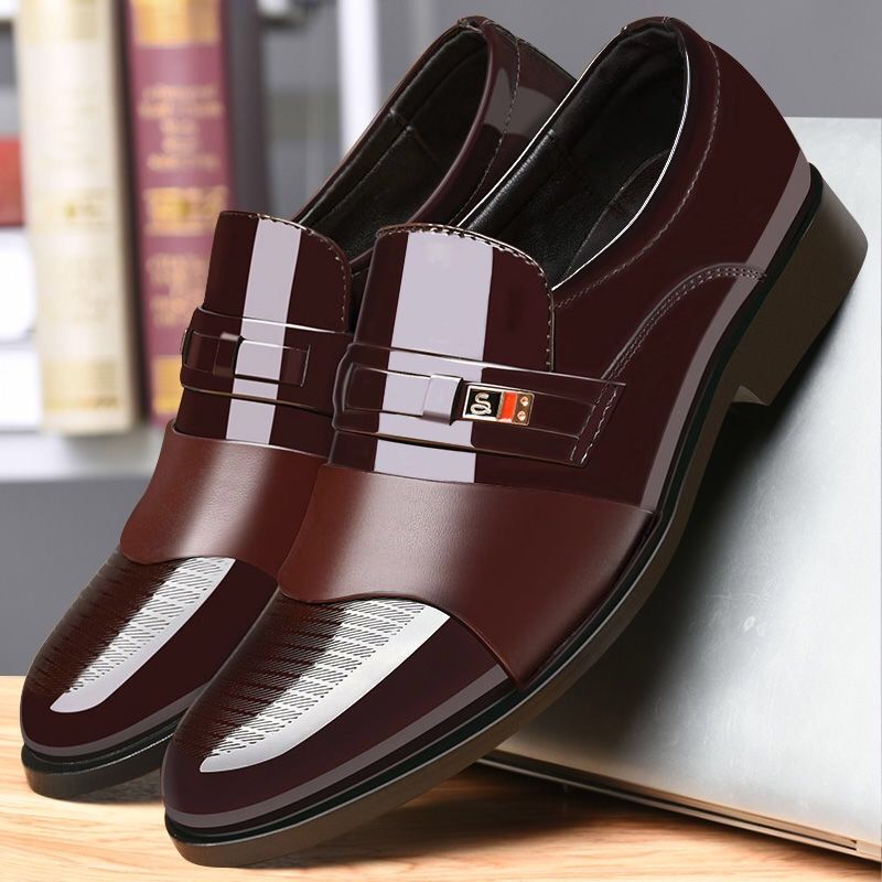 Brand WHITBY Giày công sở chất liệu da bóng dành cho nam thiết kế sang