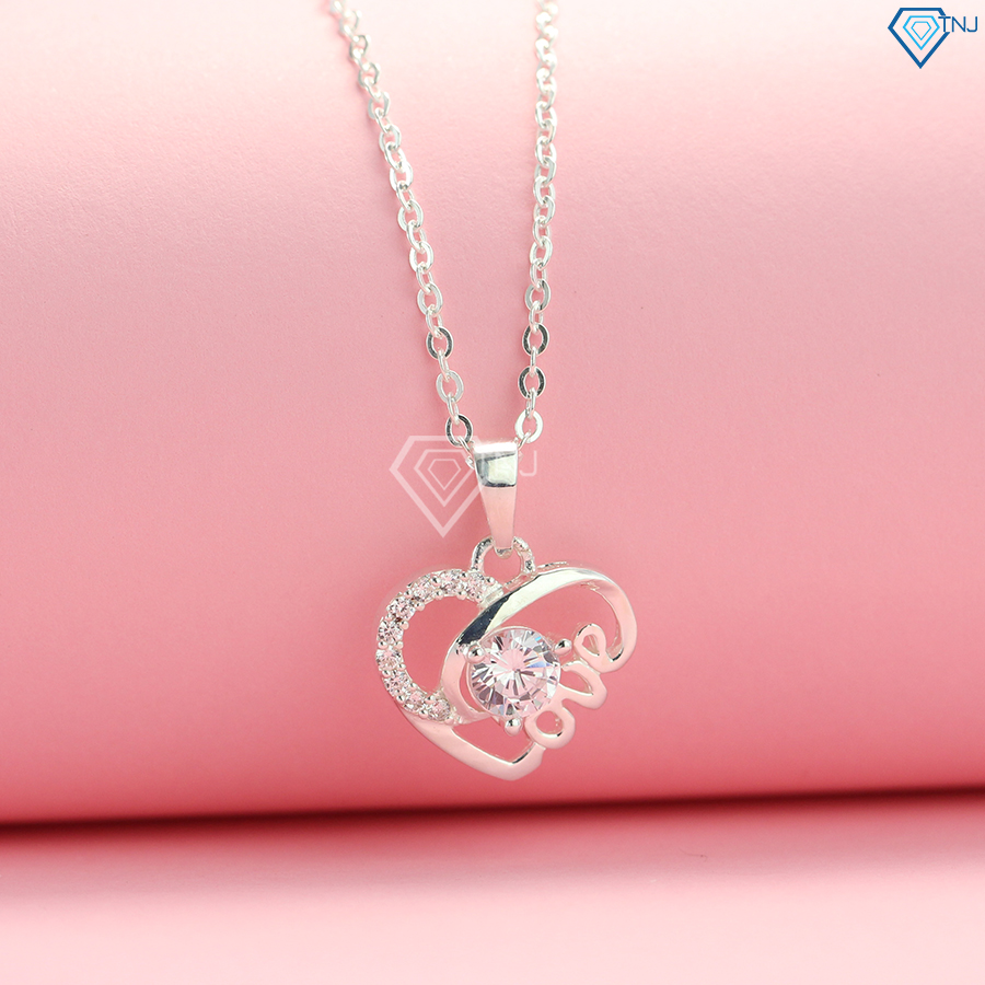 Dây chuyền nữ bạc đẹp đính đá mặt chữ Love DCN0421 - Trang Sức TNJ